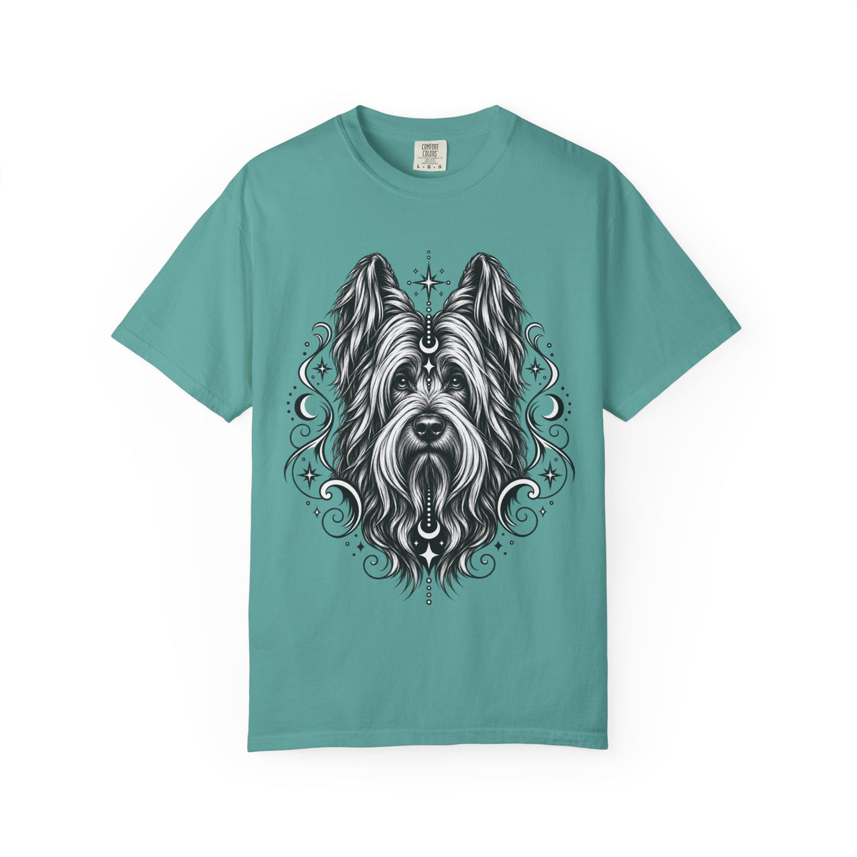 Mystical Briard Line Art T-Shirt — Minimal Dog Portrait Tee