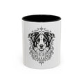 Mystical Border Collie LH Line Art Accent Coffee Mug – Mystical Dog Portrait 11/15oz