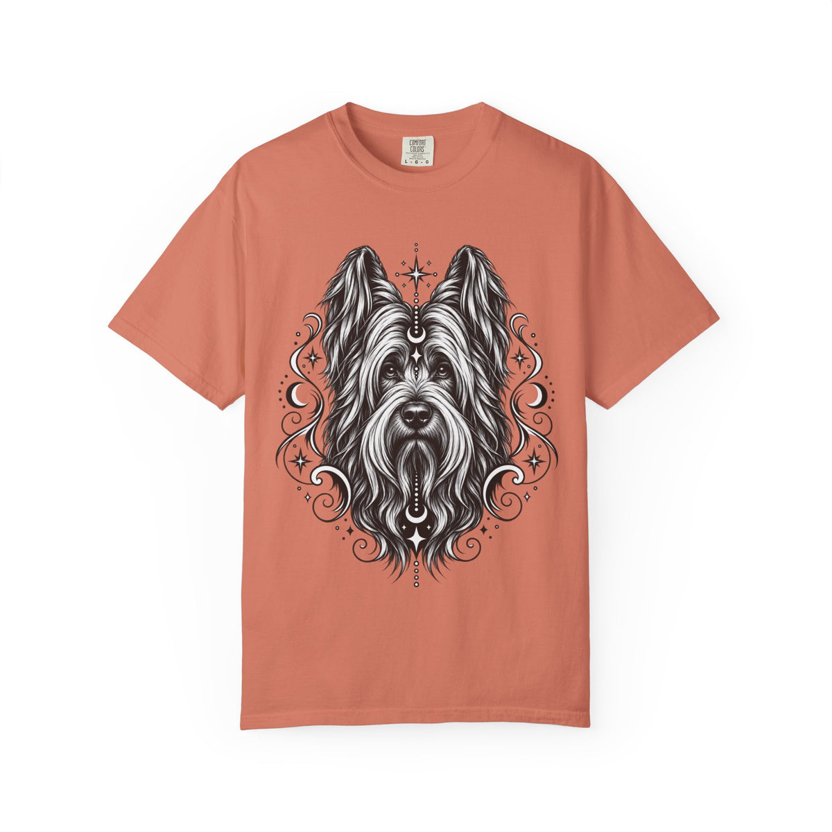 Mystical Briard Line Art T-Shirt — Minimal Dog Portrait Tee