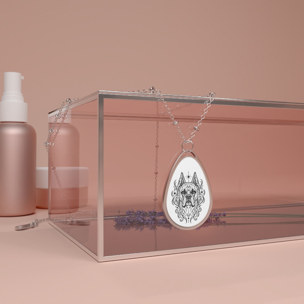 Copy of Mystical White Swiss Shepherd Oval Necklace — Engraved Pet Memorial Pendant