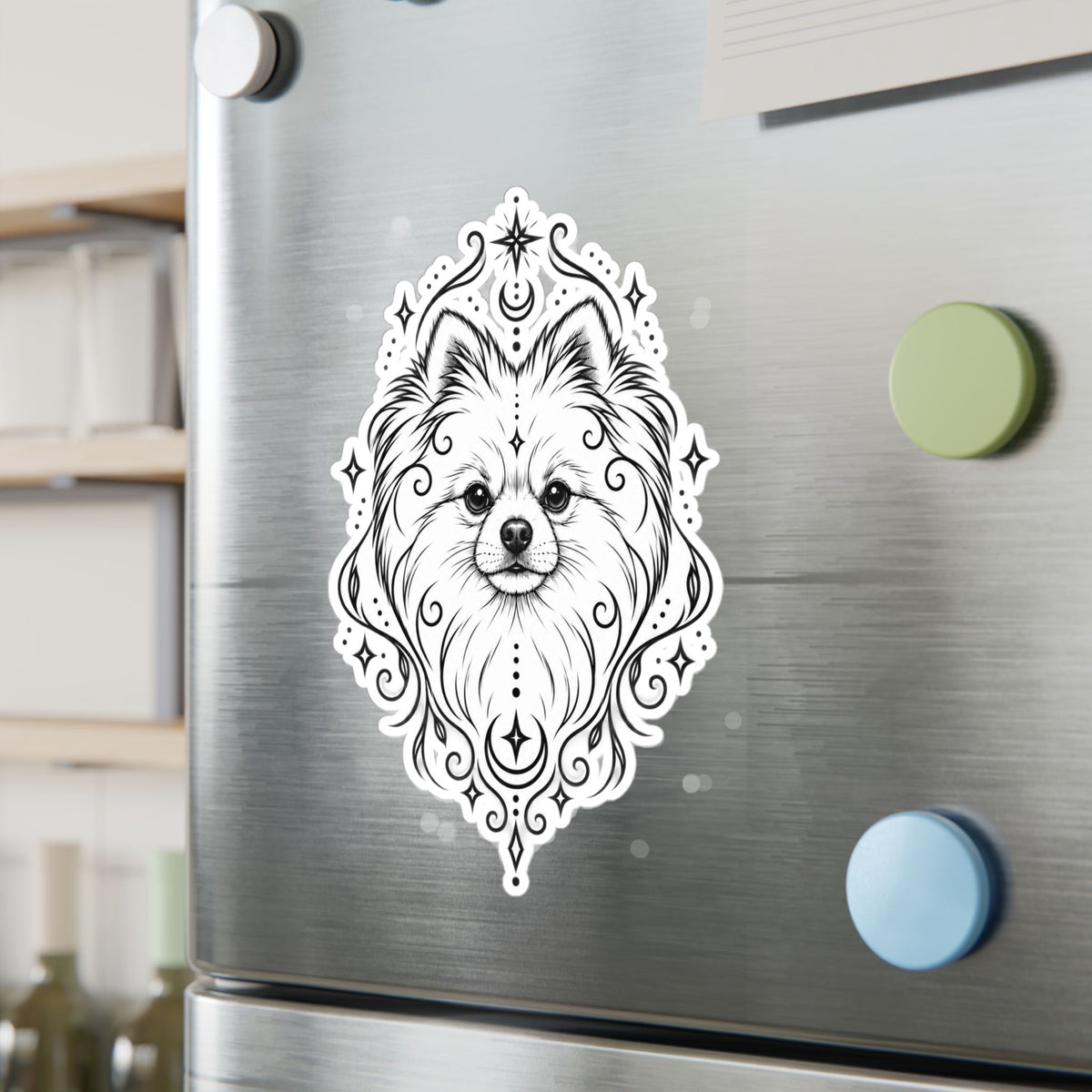 Mystical Pomeranian Mandala Sticker — Kiss-Cut Vinyl Decal