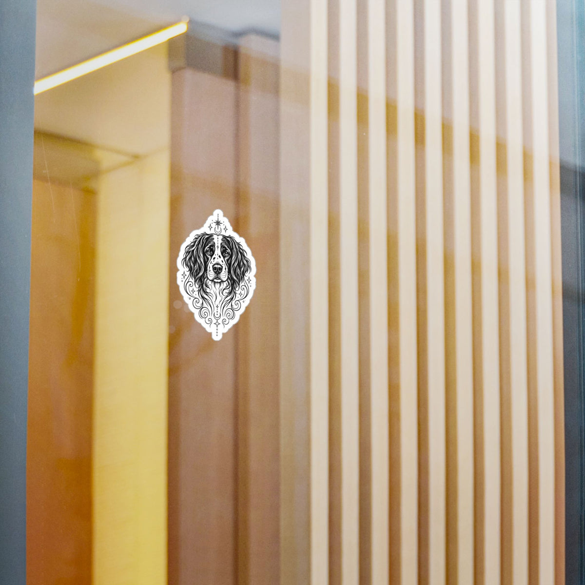 Mystical Stabyhoun Line Art Kiss-Cut Vinyl Sticker — Decorative Dog Portrait Decal
