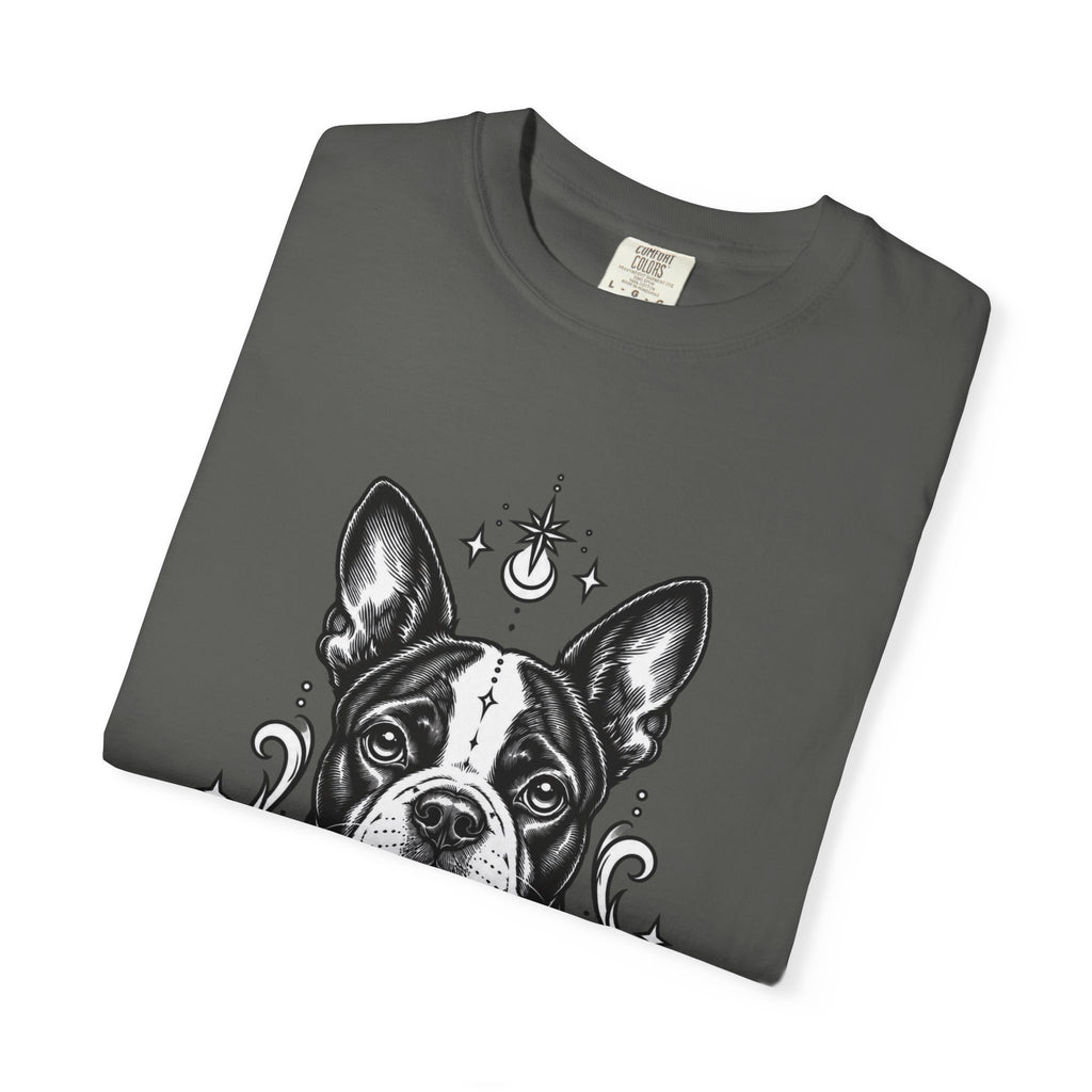Mystical Boston Terrier Line Art T-Shirt — Minimal Dog Portrait Tee