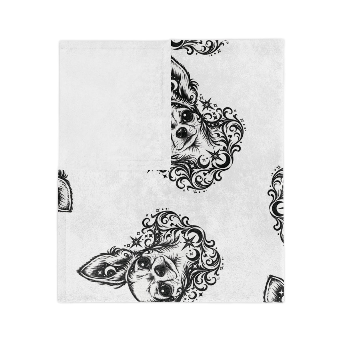 Mystical  Chihuahua Minimalist Velveteen Microfiber Blanket — Soft Neutral Pet Portrait Throw