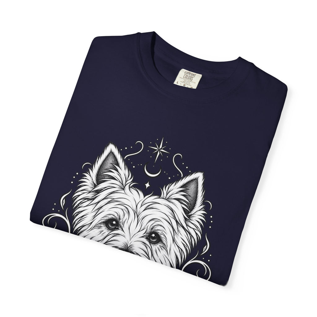 Mystical West Highland Terrier Line Art T-Shirt — Minimal Dog Portrait Tee