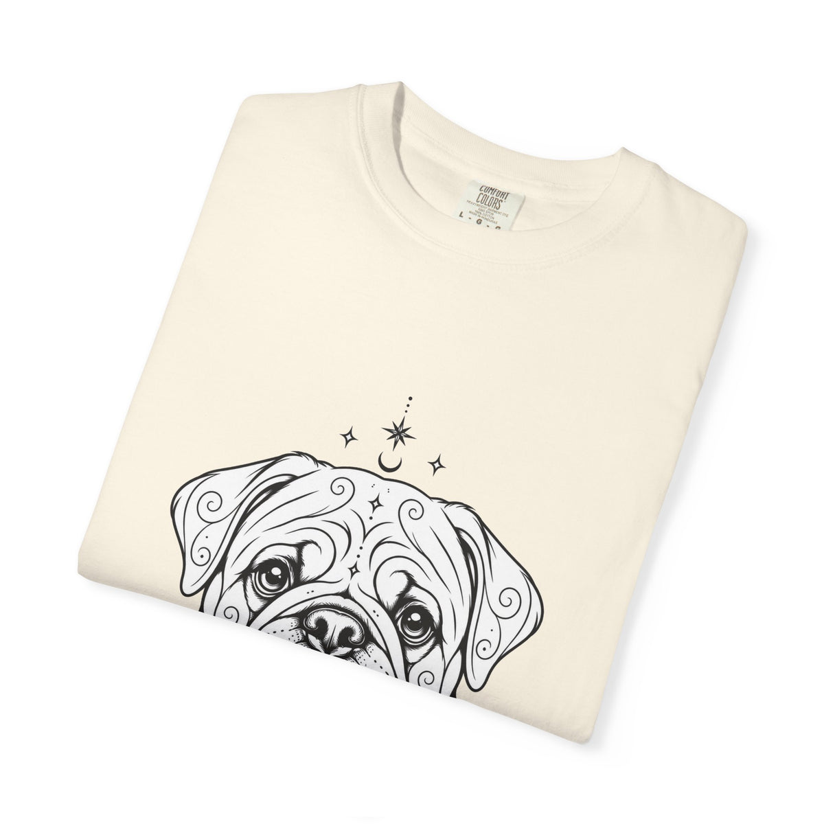 Mystical Pug Line Art T-Shirt — Minimal Dog Portrait Tee