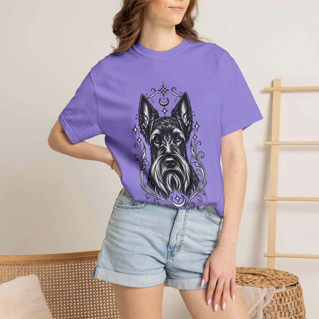 Mystical Scottish Terrier Line Art T-Shirt — Minimal Dog Portrait Tee