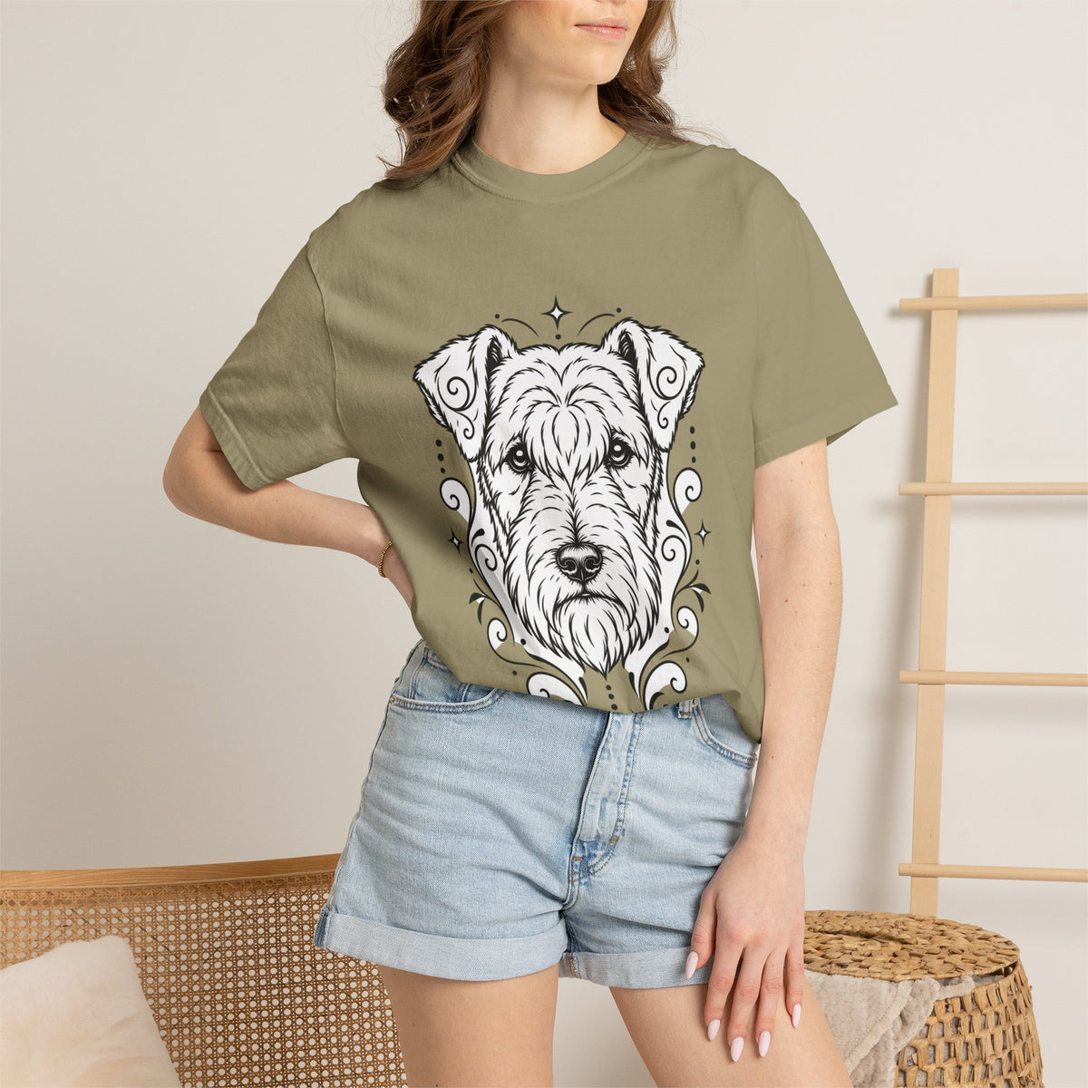 Mystical Lakeland Terrier Line Art T-Shirt — Minimal Dog Portrait Tee