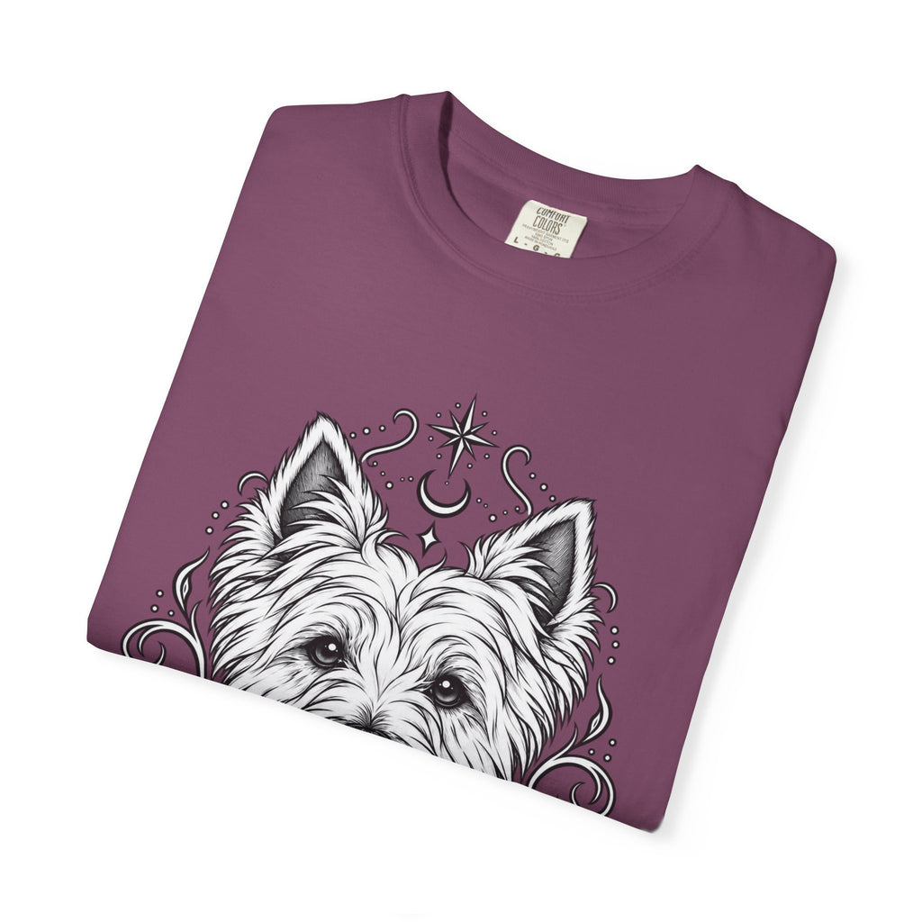 Mystical West Highland Terrier Line Art T-Shirt — Minimal Dog Portrait Tee