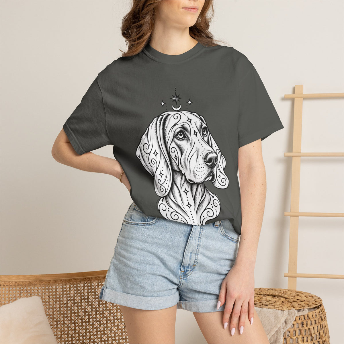 Mystical Weimaraner Line Art T-Shirt — Minimal Dog Portrait Tee
