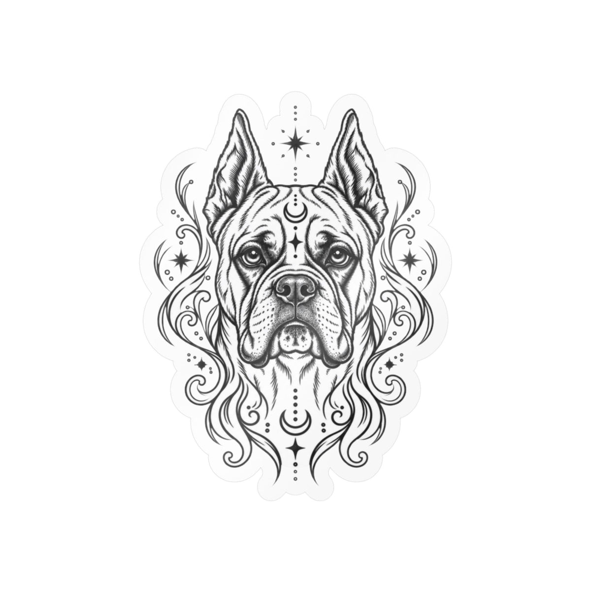 Copy of Mystical White Swiss Shepherd Line Art Kiss-Cut Vinyl Sticker — Decorative Dog Portrait Decal