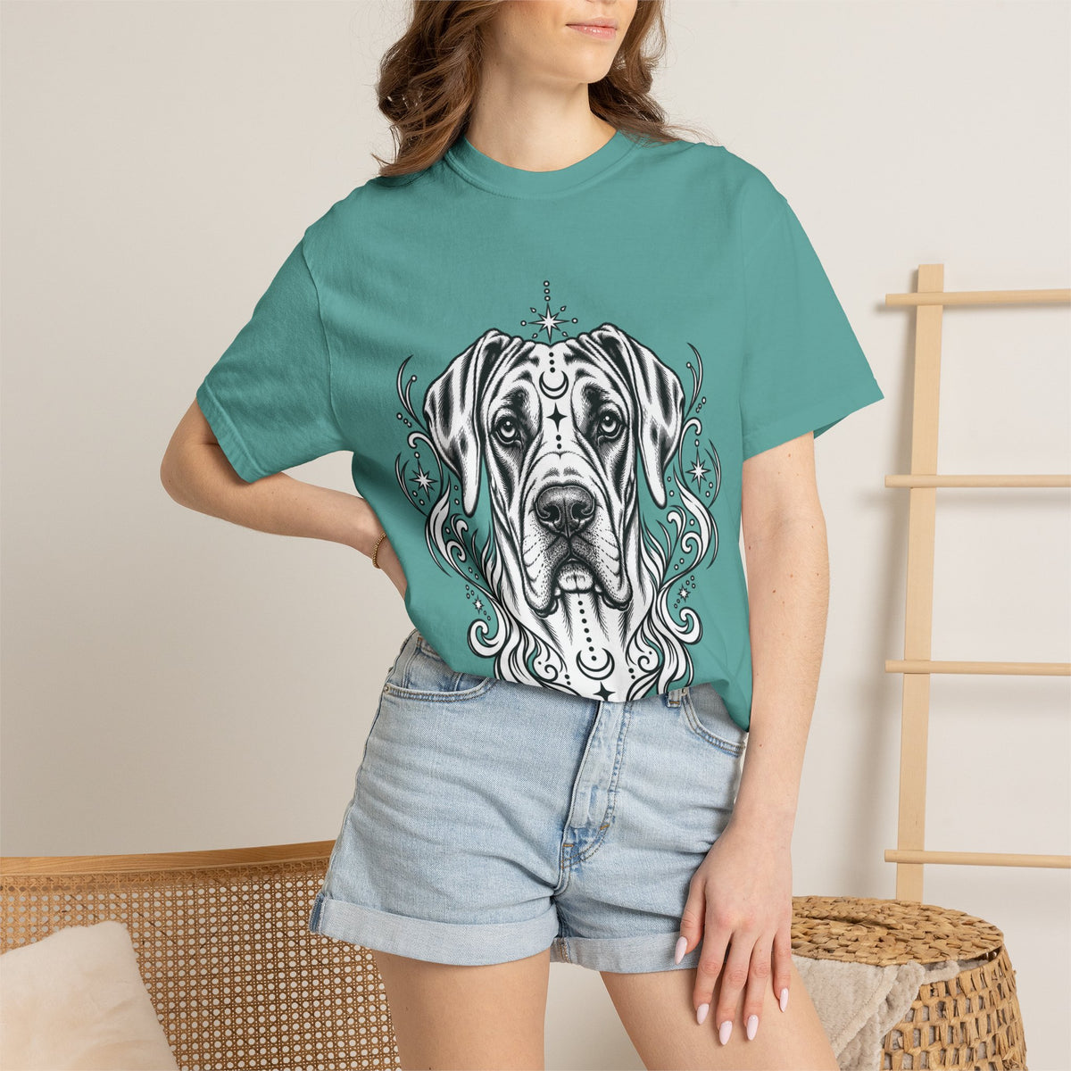 Mystical Wiredhaired Vizsla Line Art T-Shirt — Minimal Dog Portrait Tee