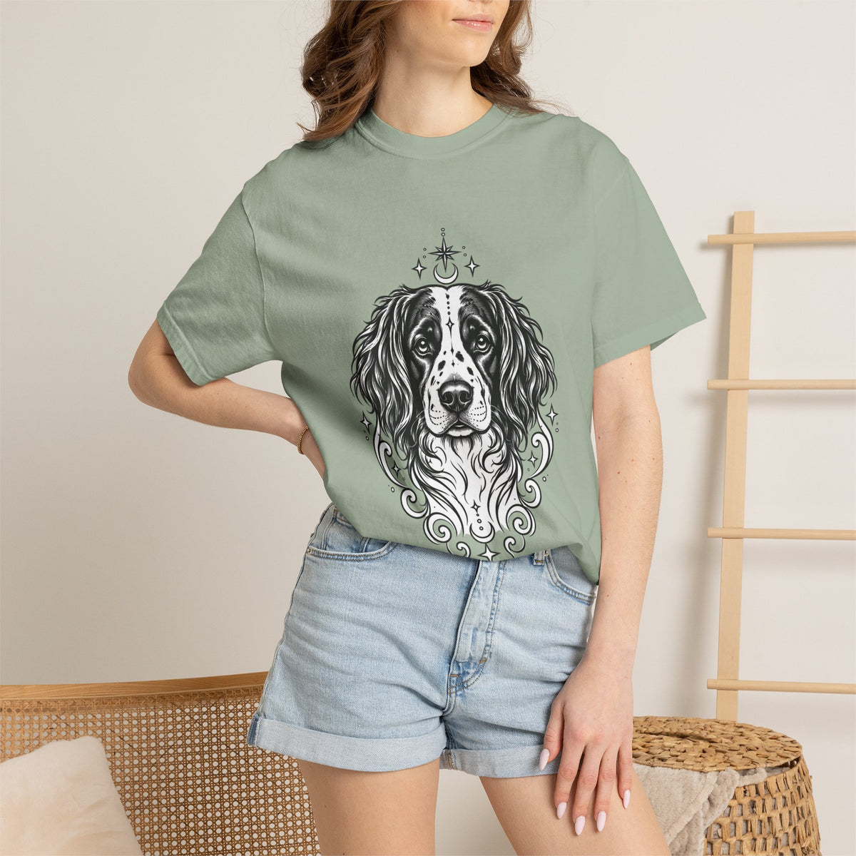 Mystical Stabyhoun Line Art T-Shirt — Minimal Dog Portrait Tee