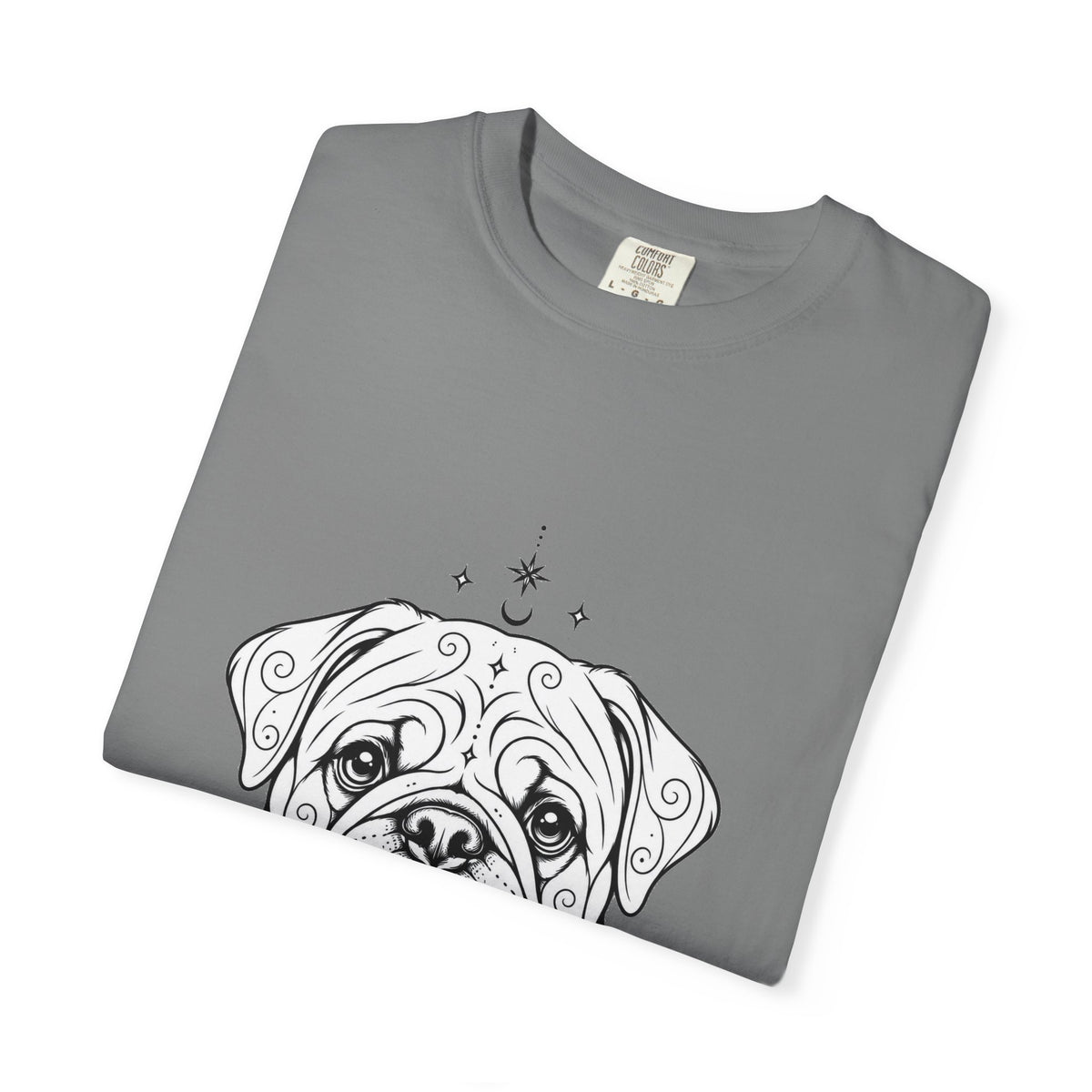 Mystical Pug Line Art T-Shirt — Minimal Dog Portrait Tee