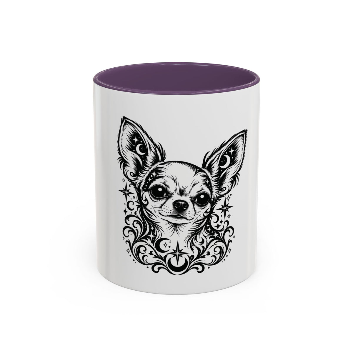 Mystical  Chihuahua SH Line Art Accent Coffee Mug – Mystical Dog Portrait 11/15oz