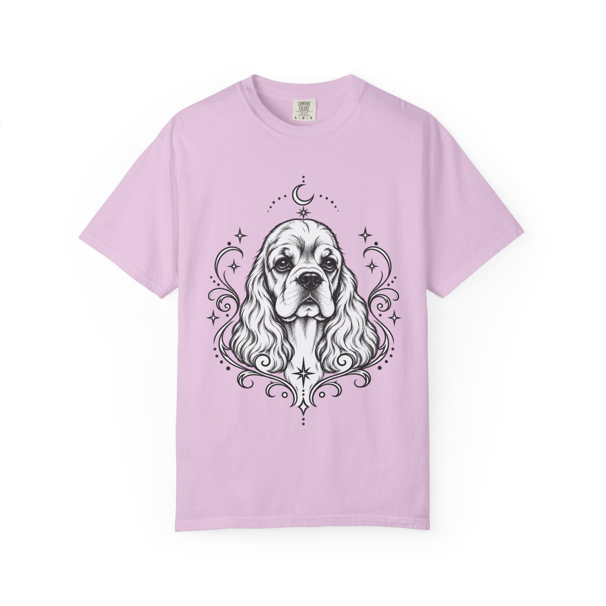 Mystical American Cocker Spaniel Line Art T-Shirt — Minimal Dog Portrait Tee