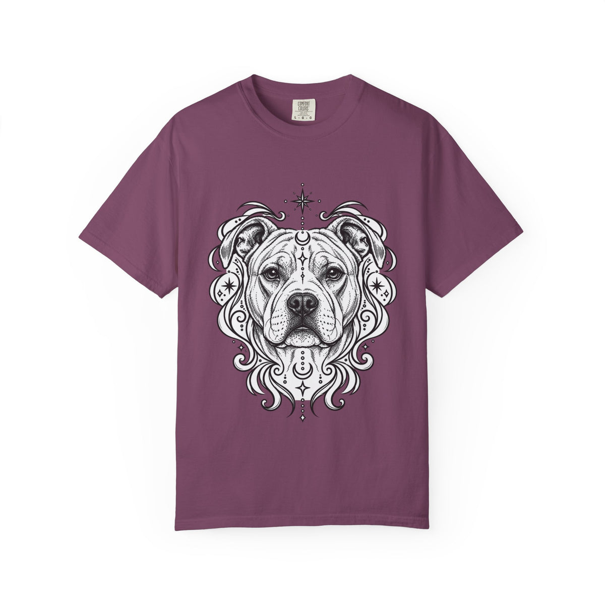 Mystical American Staffordshire Terrier Line Art T-Shirt — Minimal Dog Portrait Tee