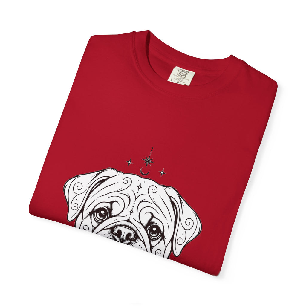 Mystical Pug Line Art T-Shirt — Minimal Dog Portrait Tee