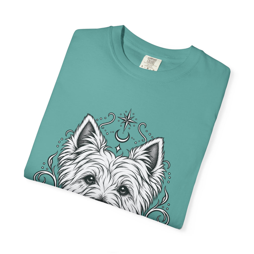 Mystical West Highland Terrier Line Art T-Shirt — Minimal Dog Portrait Tee