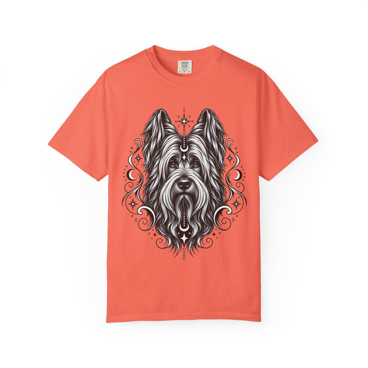 Mystical Briard Line Art T-Shirt — Minimal Dog Portrait Tee
