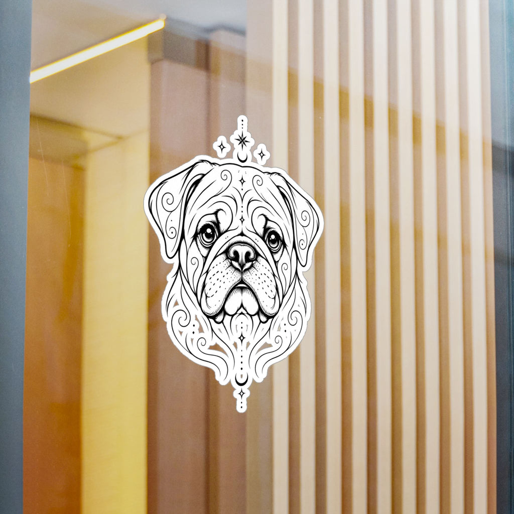 Mystical Pug Line Art Kiss-Cut Vinyl Sticker — Decorative Dog Portrait Decal
