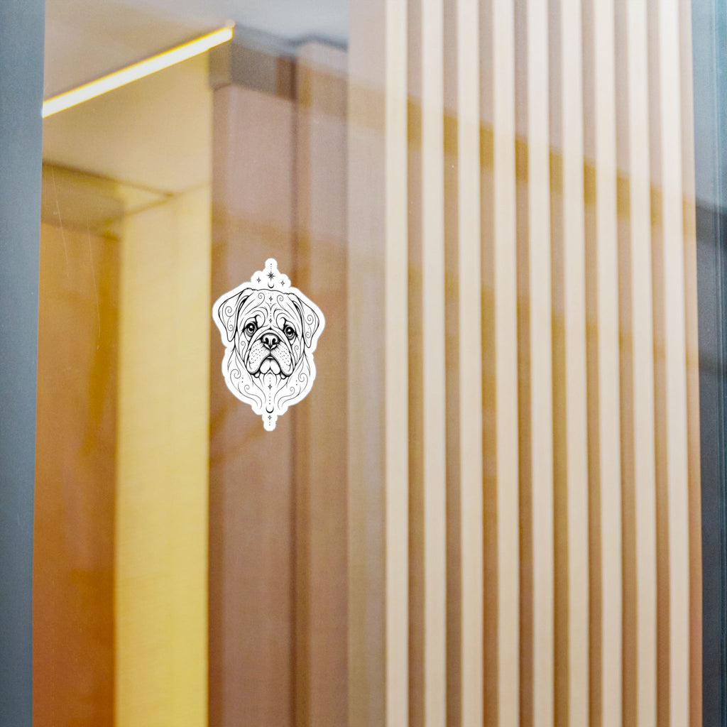 Mystical Pug Line Art Kiss-Cut Vinyl Sticker — Decorative Dog Portrait Decal