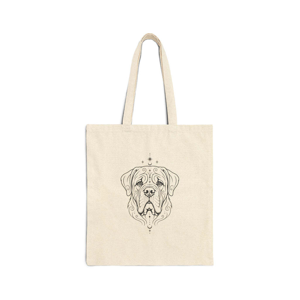 Mystical Mastiff Line Art Canvas Tote — Dog Portrait Cotton Shopper