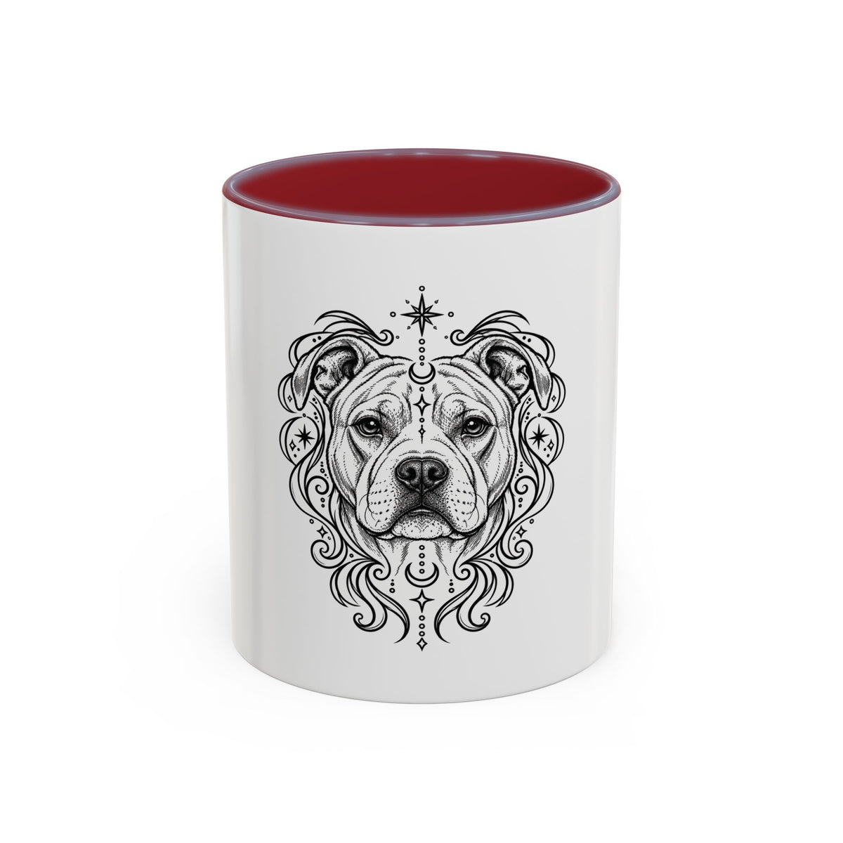 Mystical American Staffordshire Terrier Line Art Accent Coffee Mug – Mystical Dog Portrait 11/15oz
