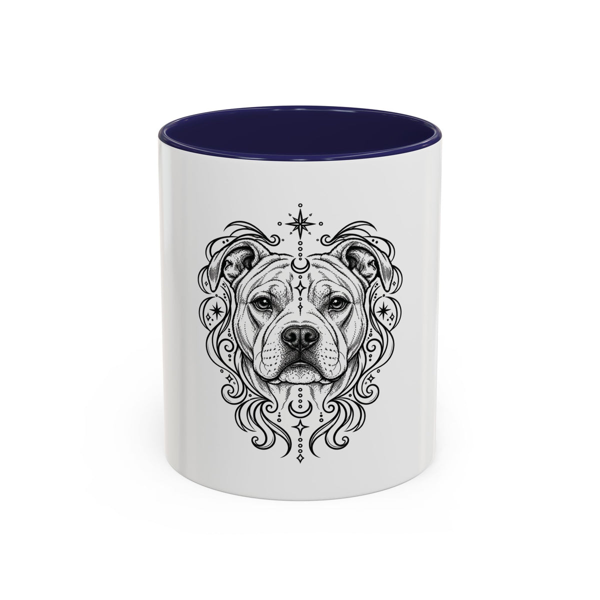 Mystical American Staffordshire Terrier Line Art Accent Coffee Mug – Mystical Dog Portrait 11/15oz