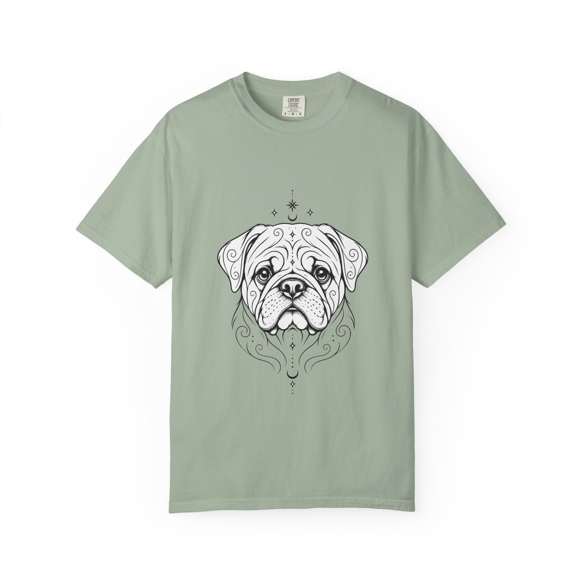 Mystical Pug Line Art T-Shirt — Minimal Dog Portrait Tee