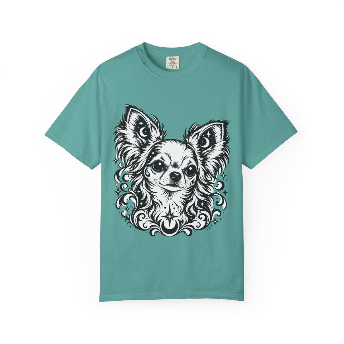Mystical  Chihuahua LH Line Art T-Shirt — Minimal Dog Portrait Tee