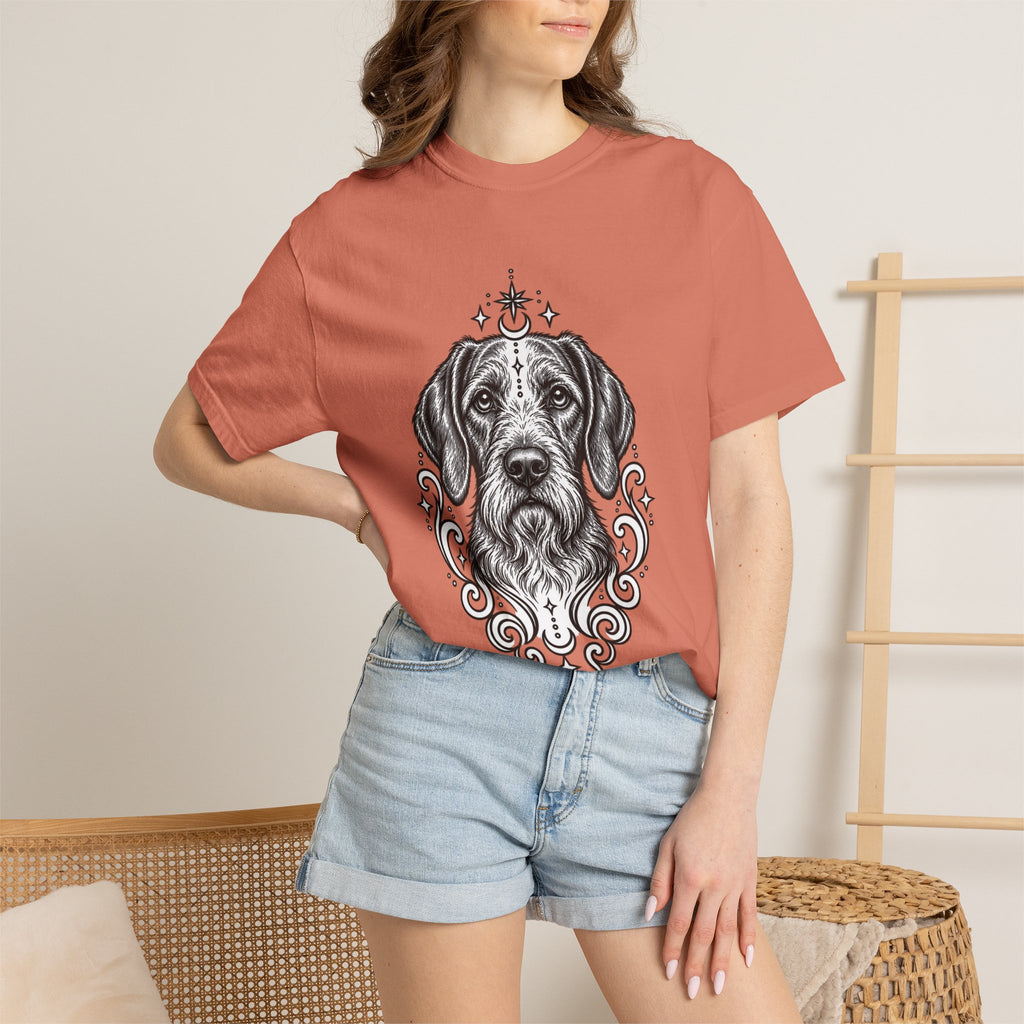 Mystical Wiredhaired Vizsla Line Art T-Shirt — Minimal Dog Portrait Tee