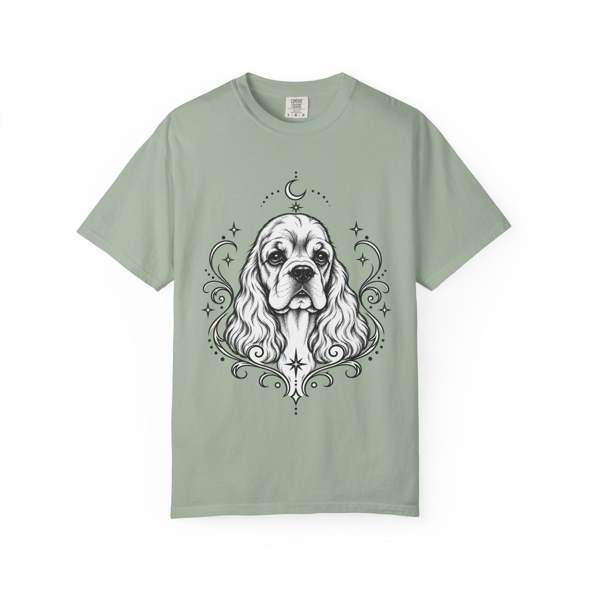 Mystical American Cocker Spaniel Line Art T-Shirt — Minimal Dog Portrait Tee