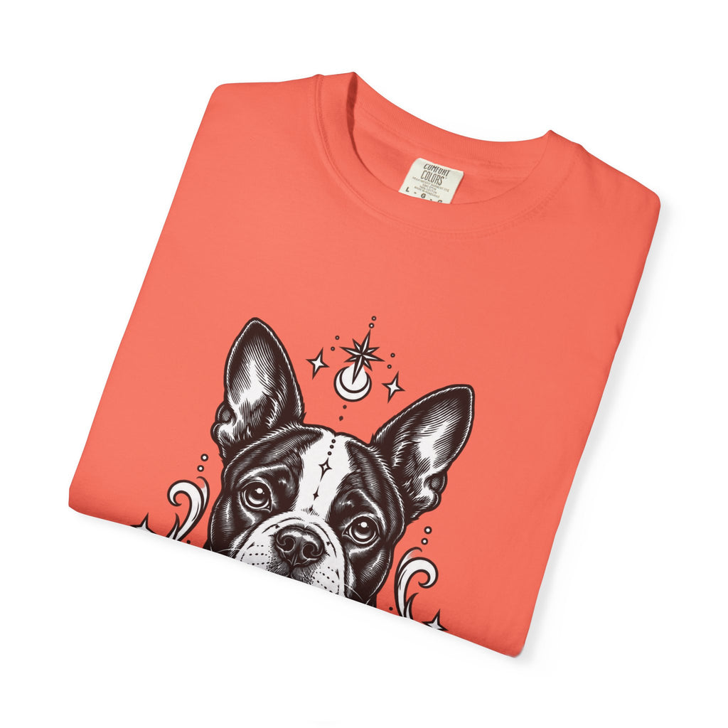 Mystical Boston Terrier Line Art T-Shirt — Minimal Dog Portrait Tee