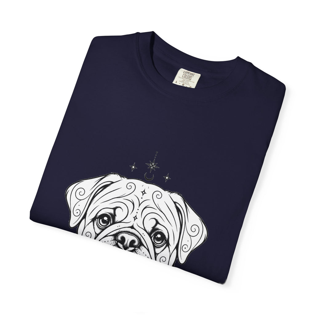 Mystical Pug Line Art T-Shirt — Minimal Dog Portrait Tee