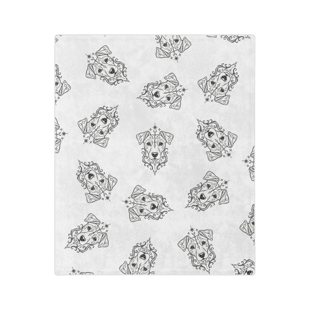 Mystical Jack Russell Terrier Minimalist Velveteen Microfiber Blanket — Soft Neutral Pet Portrait Throw
