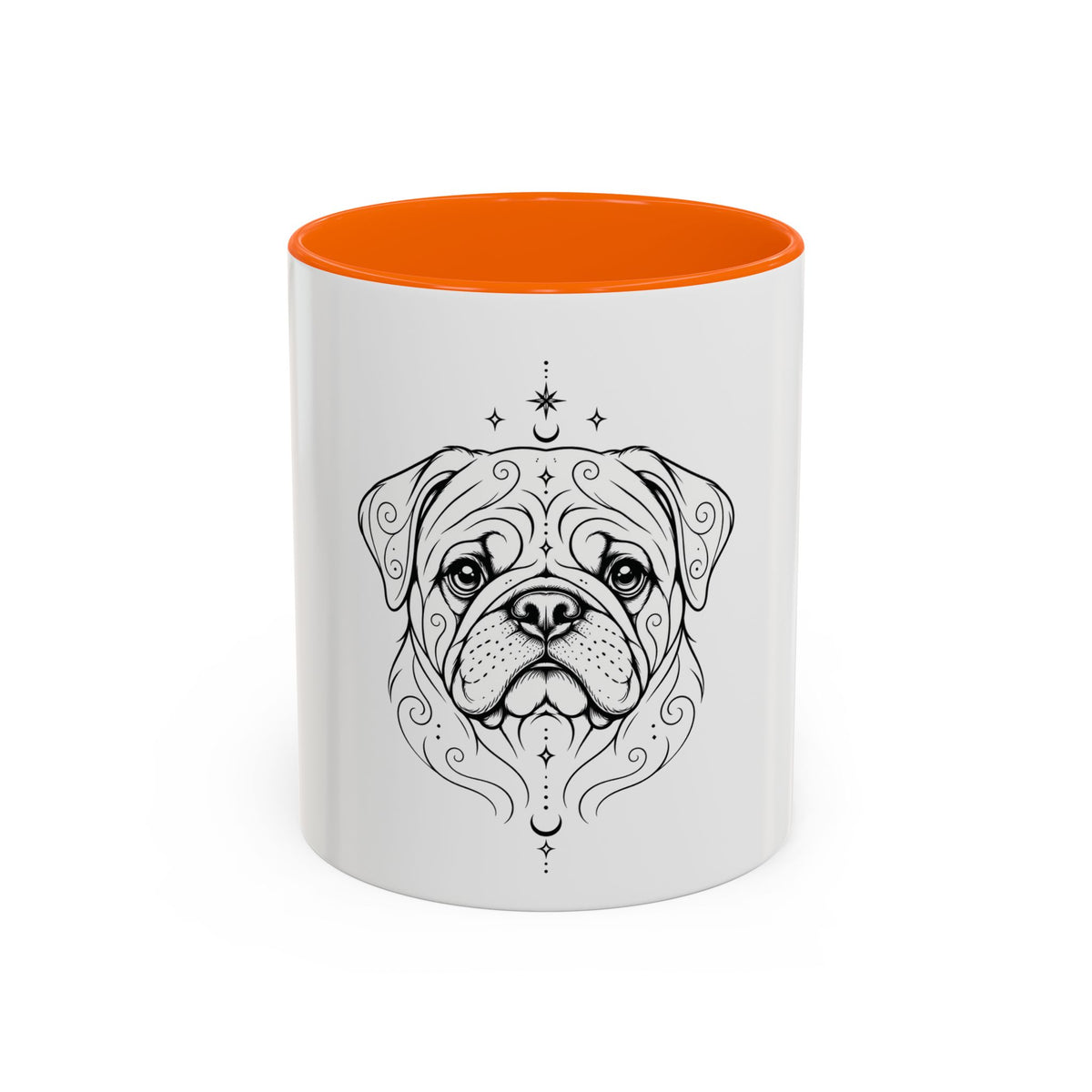Mystical Pug Line Art Accent Coffee Mug – Mystical Dog Portrait 11/15oz