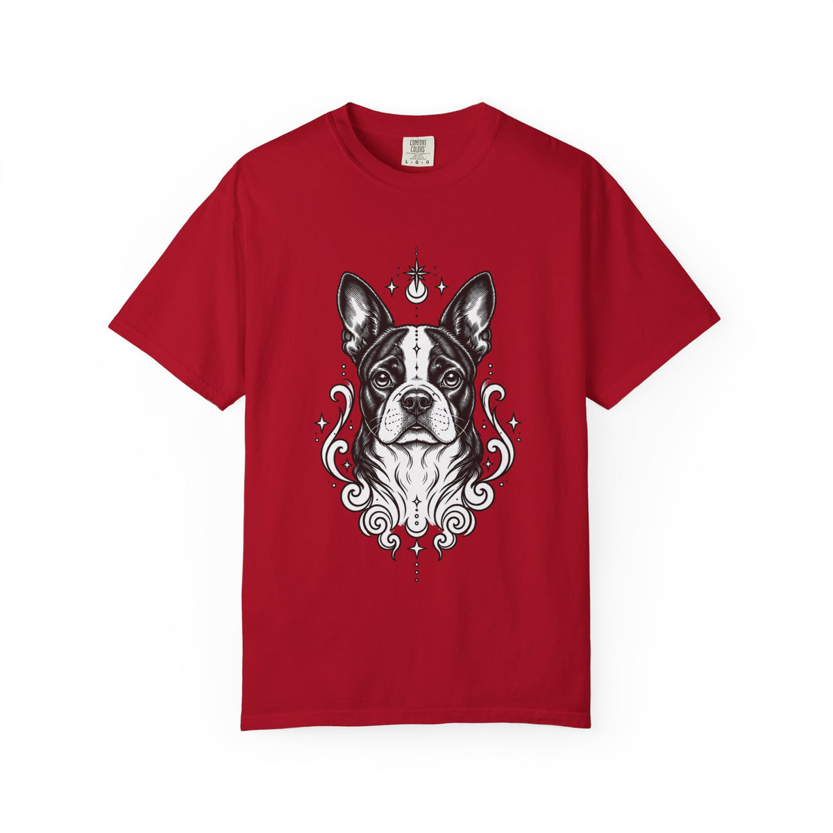 Mystical Boston Terrier Line Art T-Shirt — Minimal Dog Portrait Tee