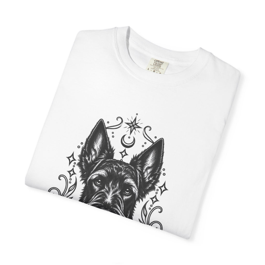 Mystical Scottish Terrier Line Art T-Shirt — Minimal Dog Portrait Tee