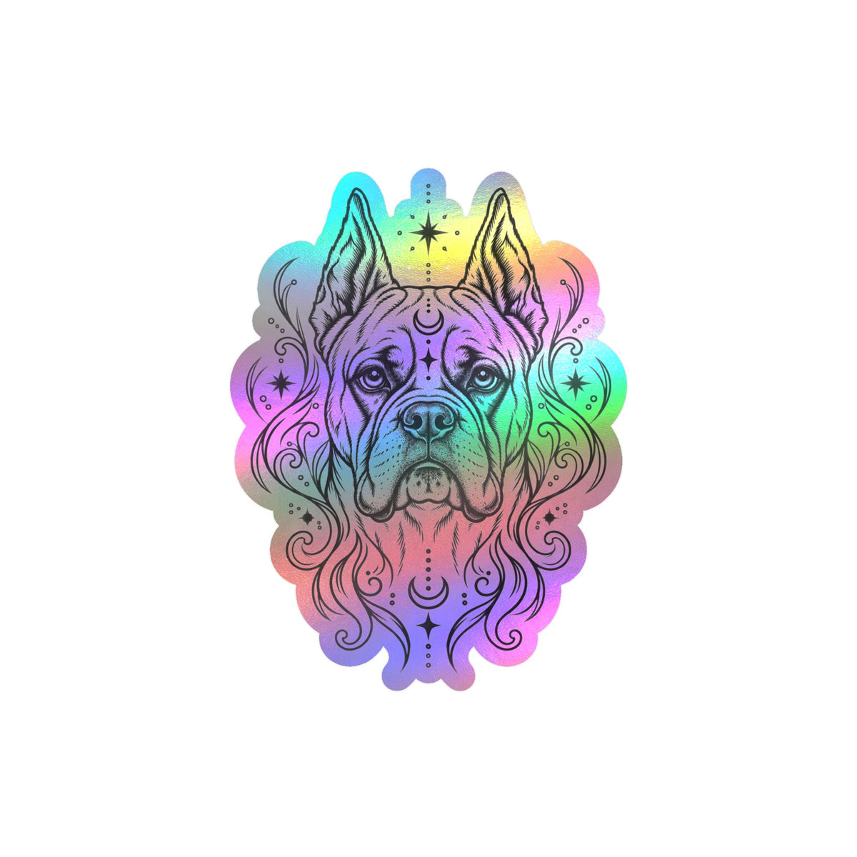 Copy of Mystical White Swiss Shepherd Line Art Kiss-Cut Vinyl Sticker — Decorative Dog Portrait Decal
