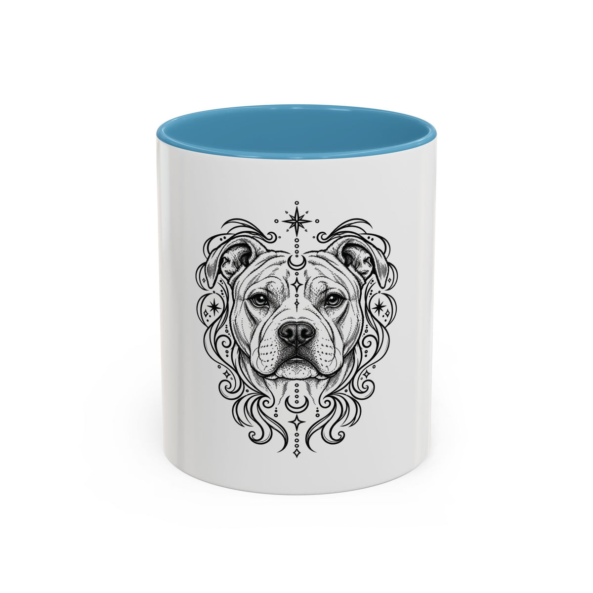 Mystical American Staffordshire Terrier Line Art Accent Coffee Mug – Mystical Dog Portrait 11/15oz