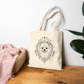 Mystical Pomeranian Line Art Canvas Tote — Dog Portrait Cotton Shopper