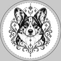 Mystical Cardigan Welsh Corgi Round Car Magnet — Boho Dog Face Sticker