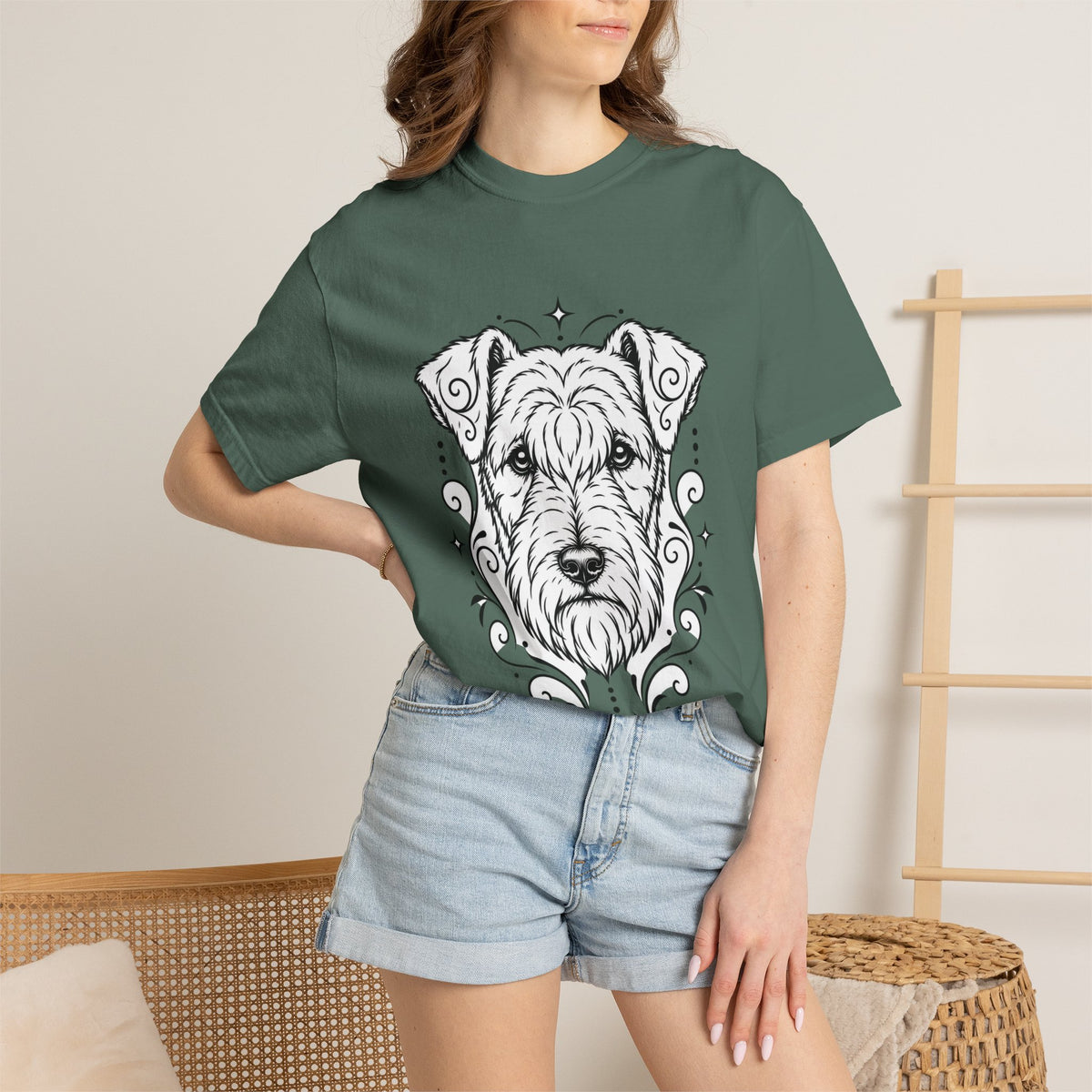 Mystical Lakeland Terrier Line Art T-Shirt — Minimal Dog Portrait Tee