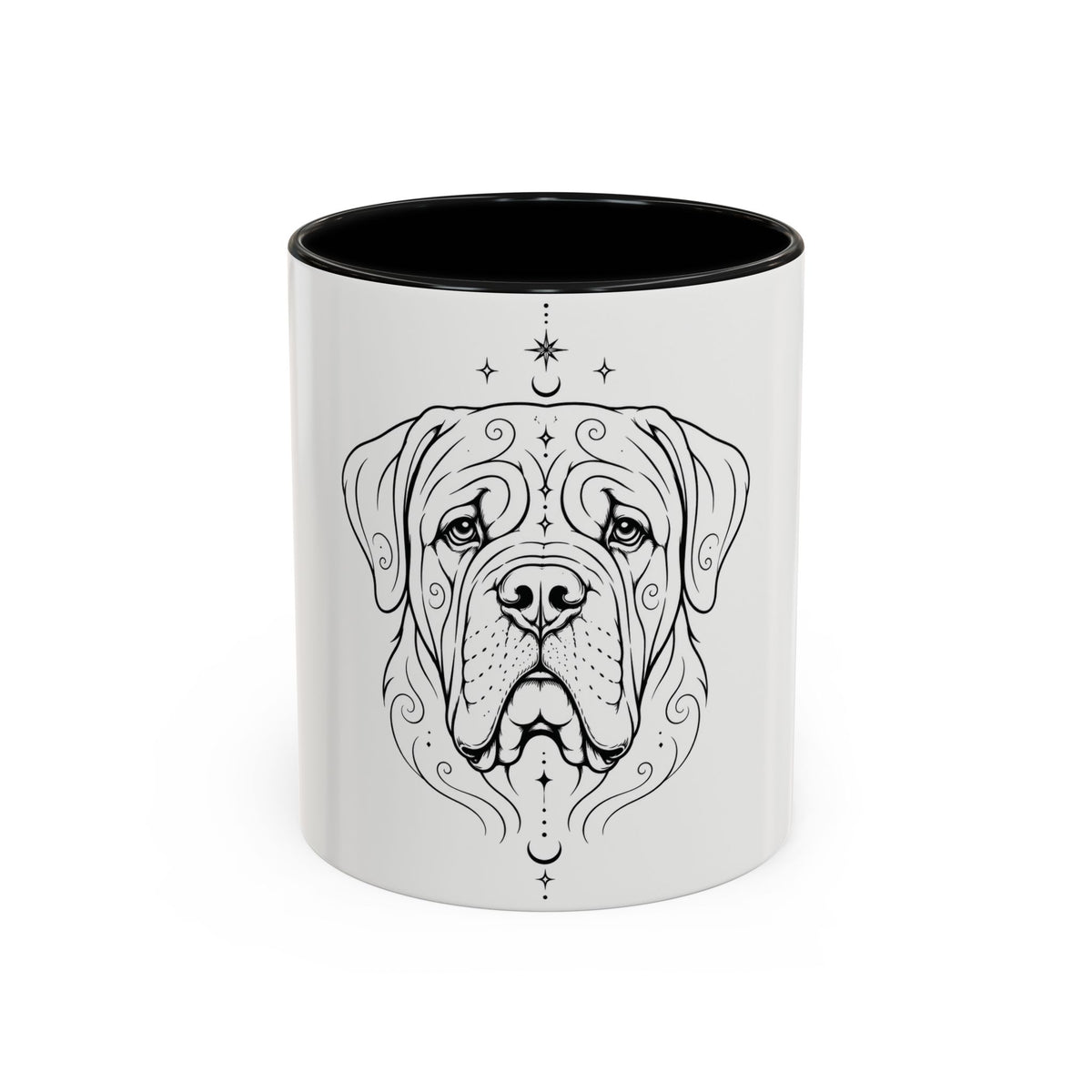 Mystical Mastiff Line Art Accent Coffee Mug – Mystical Dog Portrait 11/15oz
