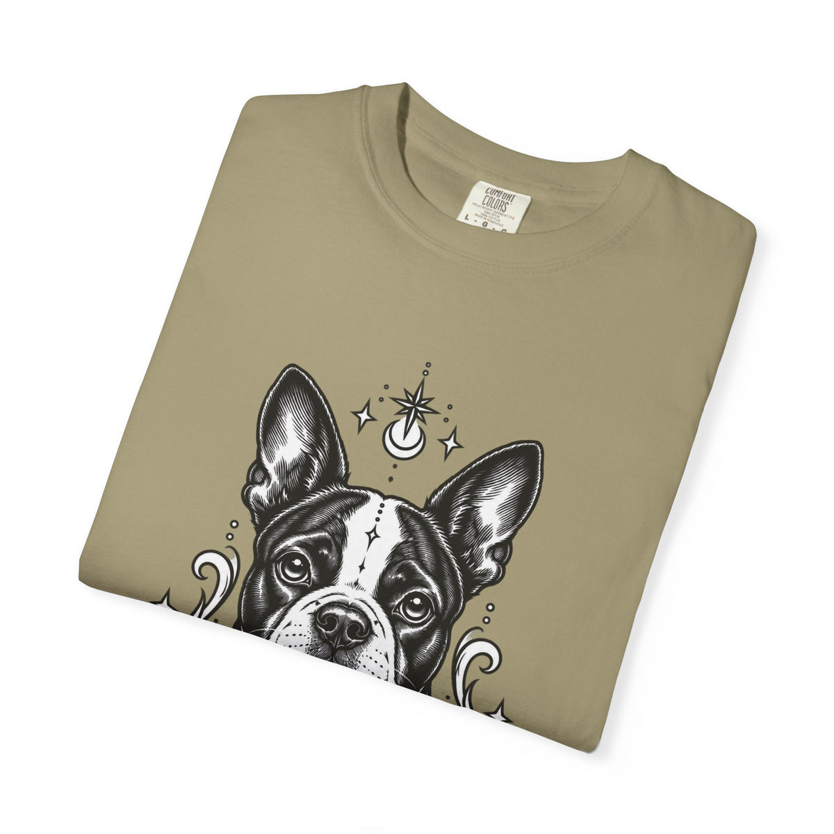 Mystical Boston Terrier Line Art T-Shirt — Minimal Dog Portrait Tee