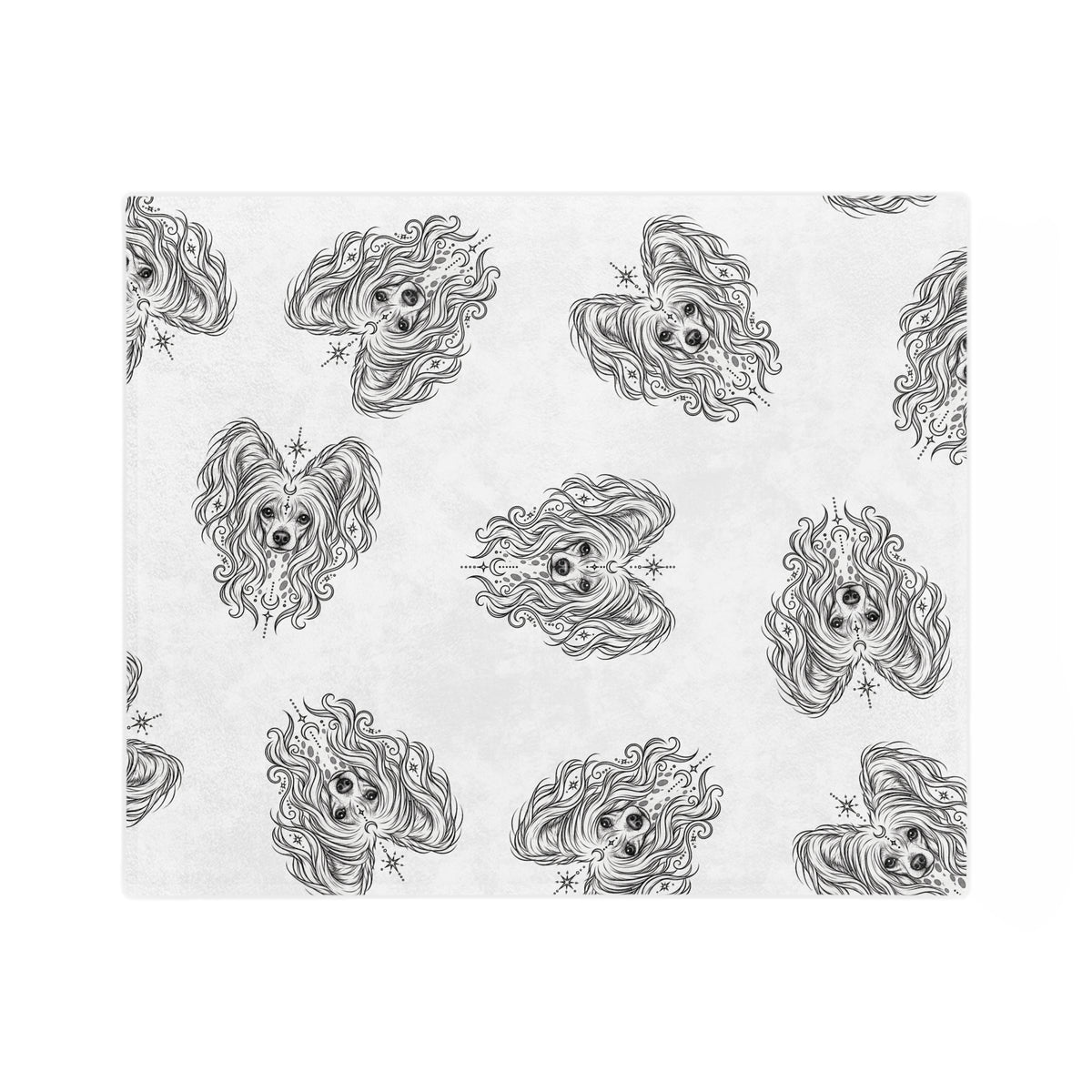 Mystical Chinese Crested Minimalist Velveteen Microfiber Blanket — Soft Neutral Pet Portrait Throw