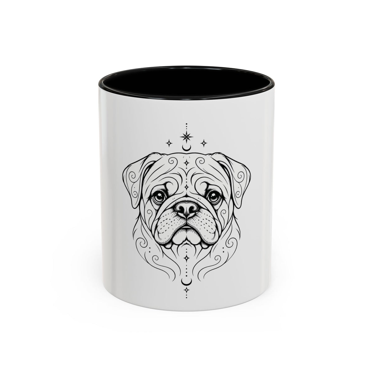 Mystical Pug Line Art Accent Coffee Mug – Mystical Dog Portrait 11/15oz