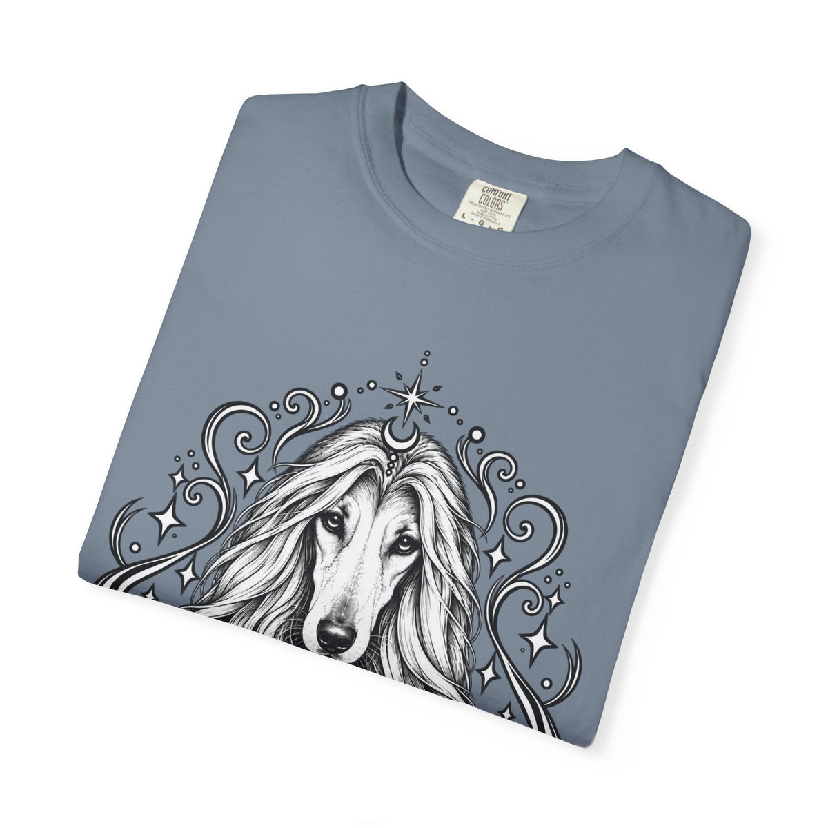 Mystical Afghan Hound Line Art T-Shirt — Minimal Dog Portrait Tee