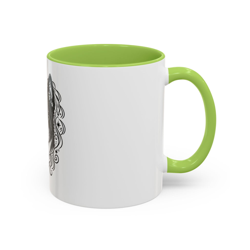 Mystical Karelian Bear Dog Line Art Accent Coffee Mug – Mystical Dog Portrait 11/15oz